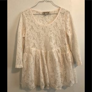 Off White (cream) laced babydoll top